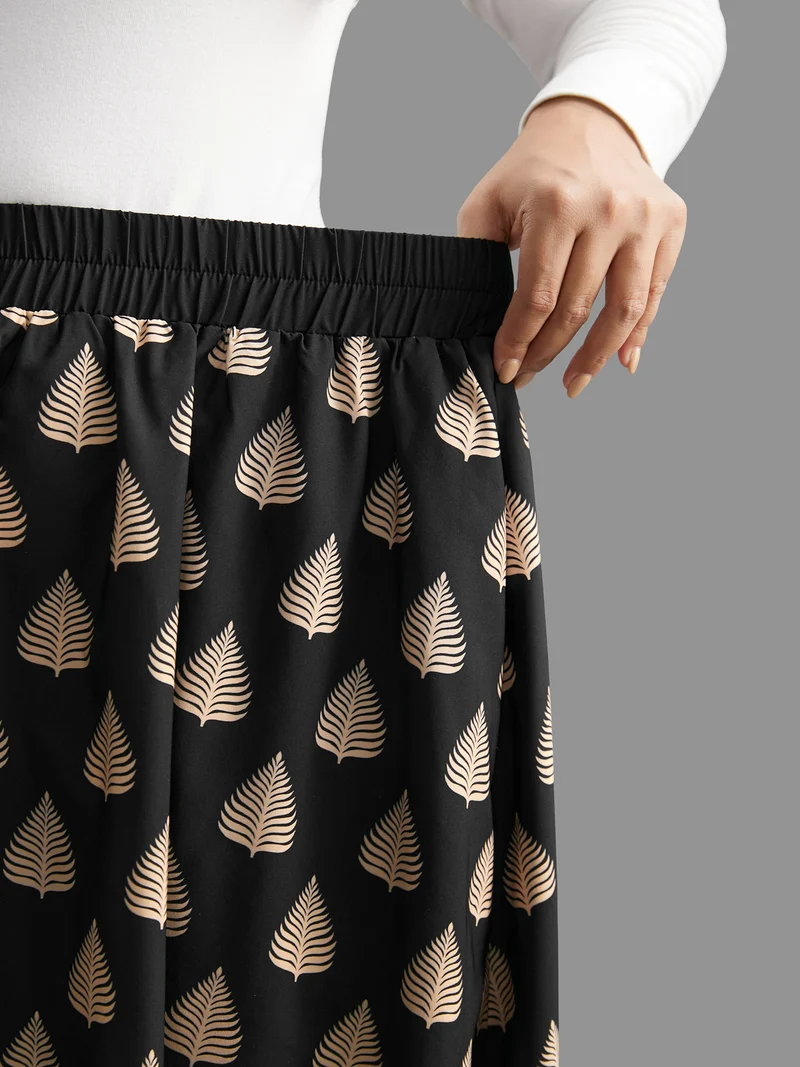 Boho Print Elastic Waist Pocket Skirt