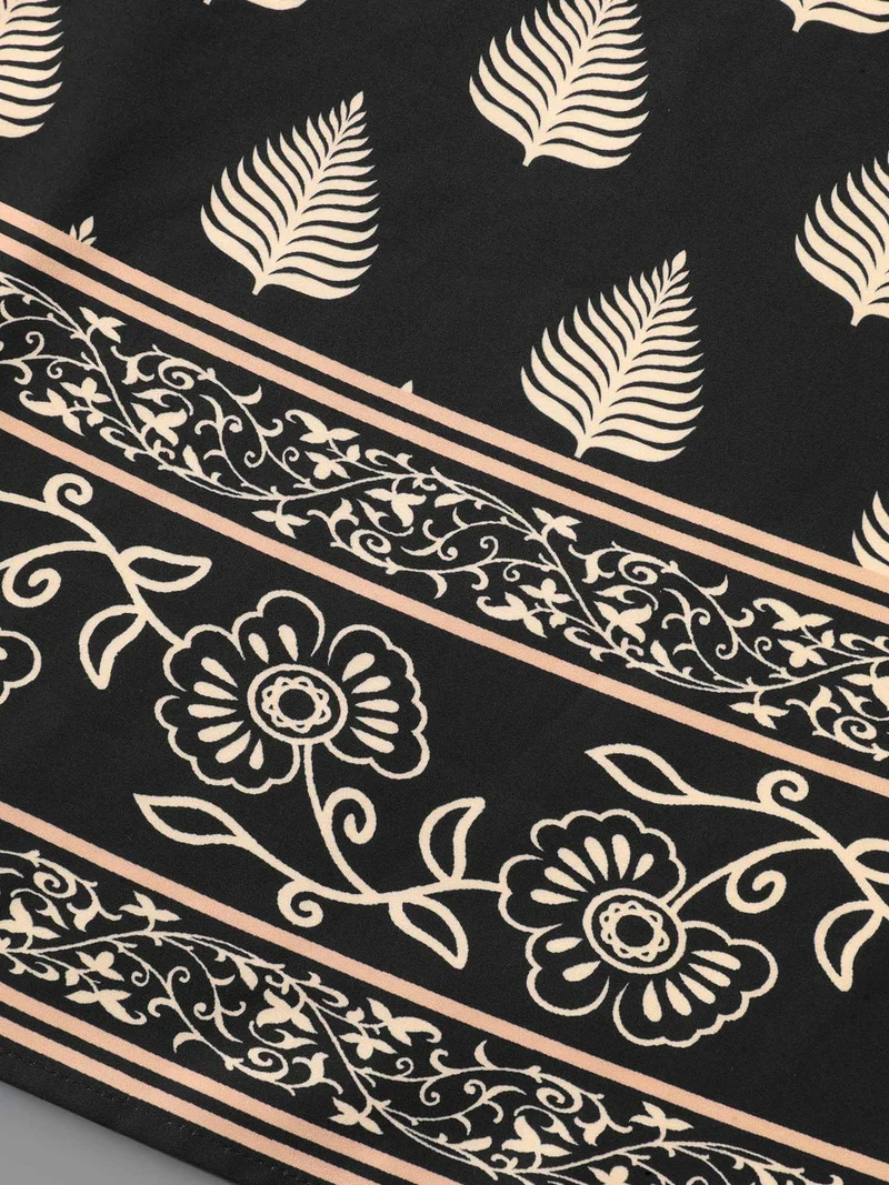 Boho Print Elastic Waist Pocket Skirt