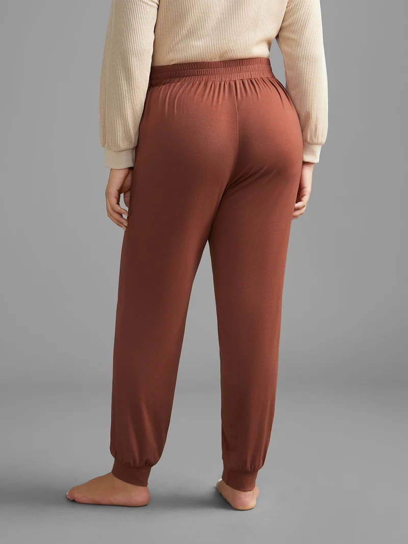 Solid Elastic Waist Gathered Lounge Bottoms