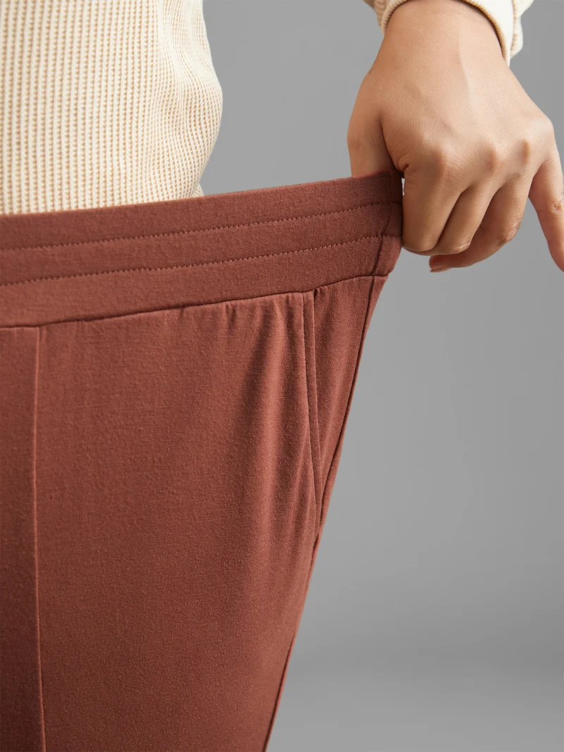 Solid Elastic Waist Gathered Lounge Bottoms