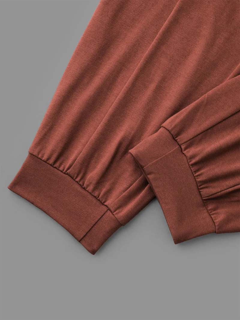 Solid Elastic Waist Gathered Lounge Bottoms