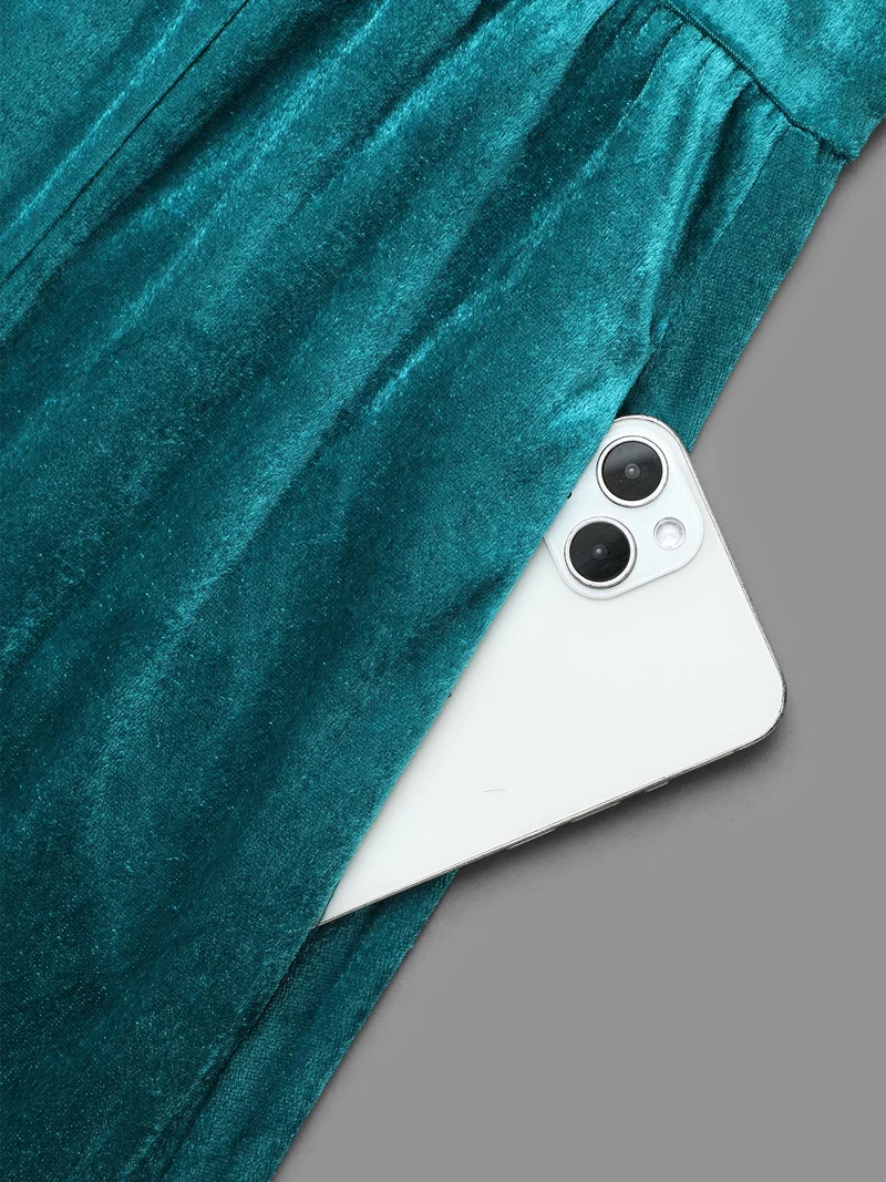 Velvet V-Neck Side Slit Maxi Dress