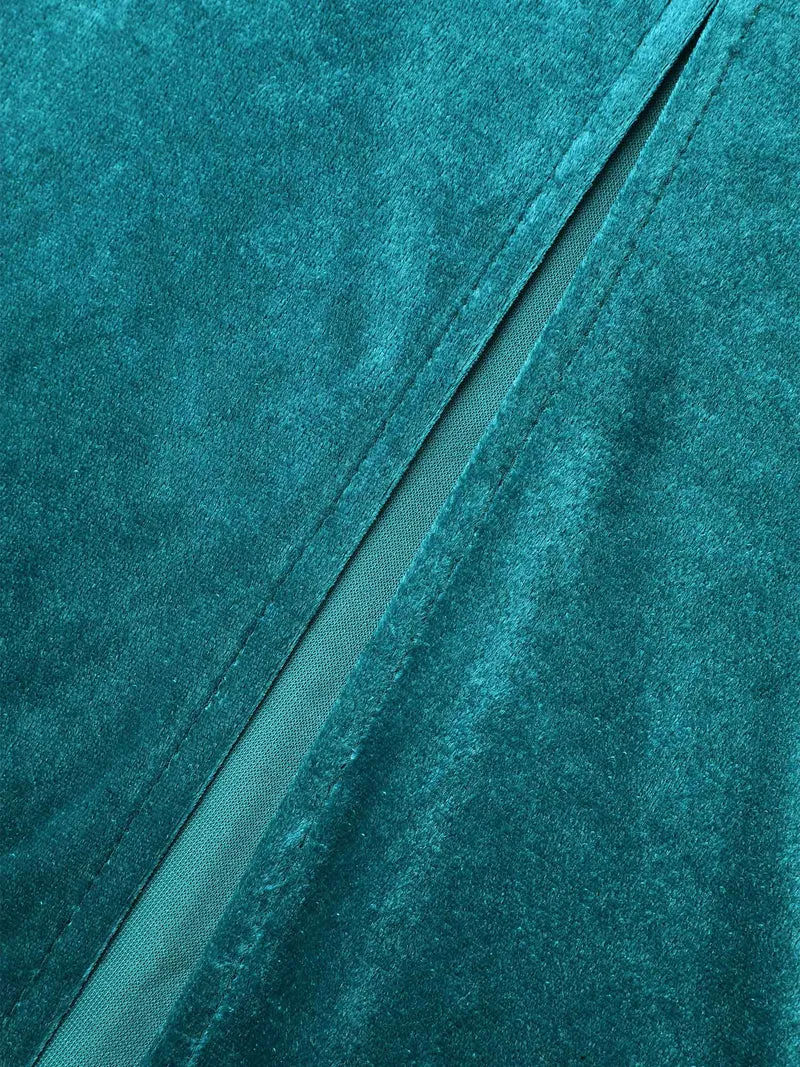 Velvet V-Neck Side Slit Maxi Dress