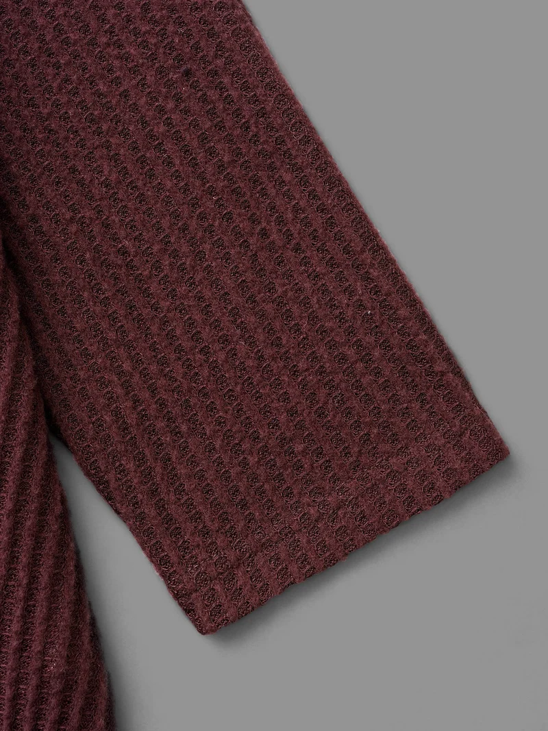 Round Neck Waffle Knit Twist Front T-shirt