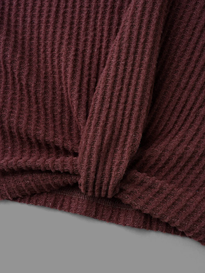 Round Neck Waffle Knit Twist Front T-shirt