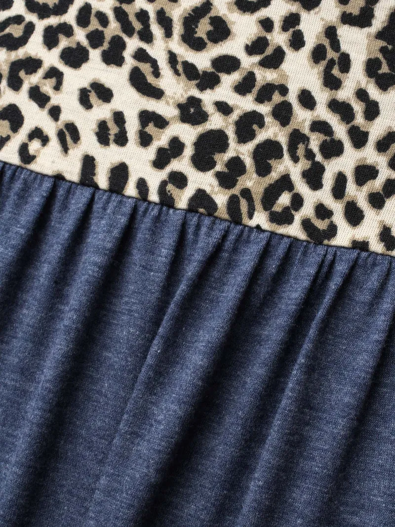 Leopard Print Patchwork Gathered Tank Top