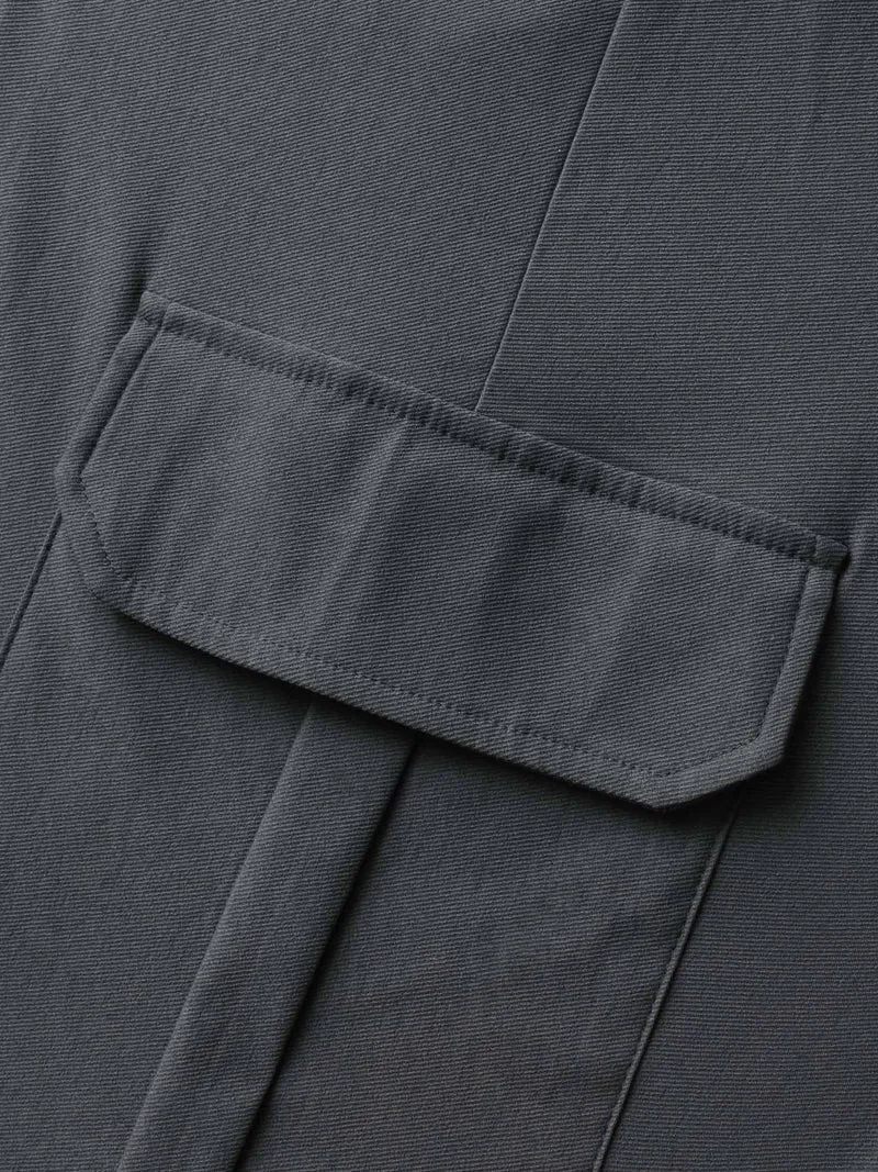 Solid Elastic Waist Patched Pocket Pants