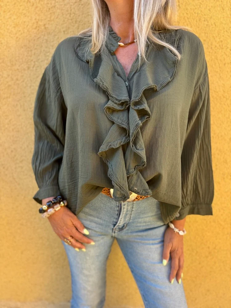Chemise Alina kaki foncé