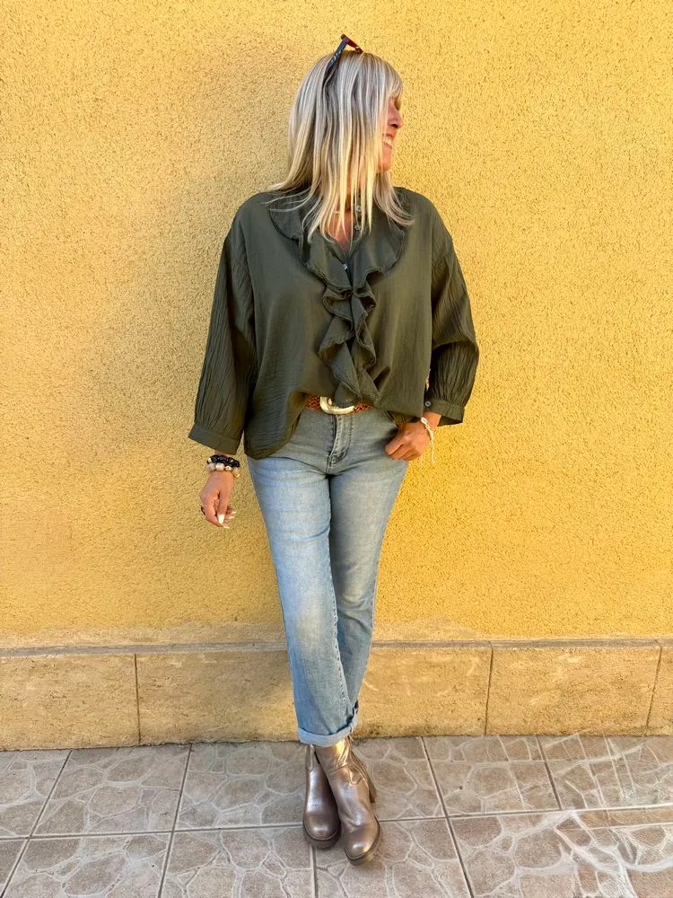 Chemise Alina kaki foncé
