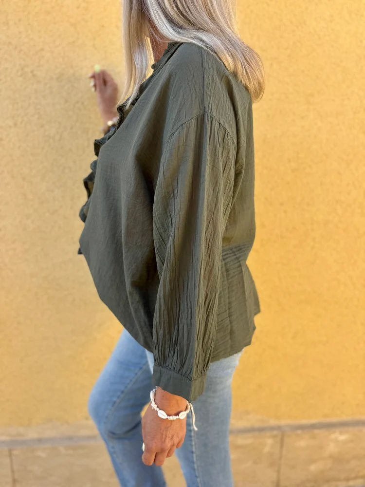 Chemise Alina kaki foncé
