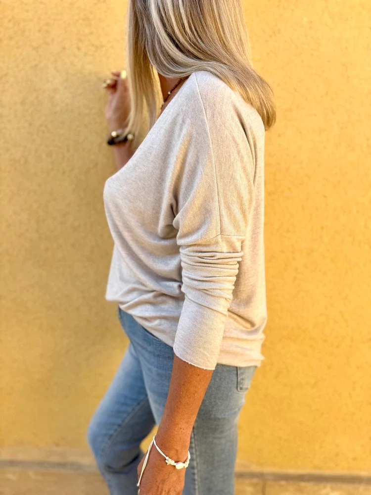 Pull fin Iconic beige
