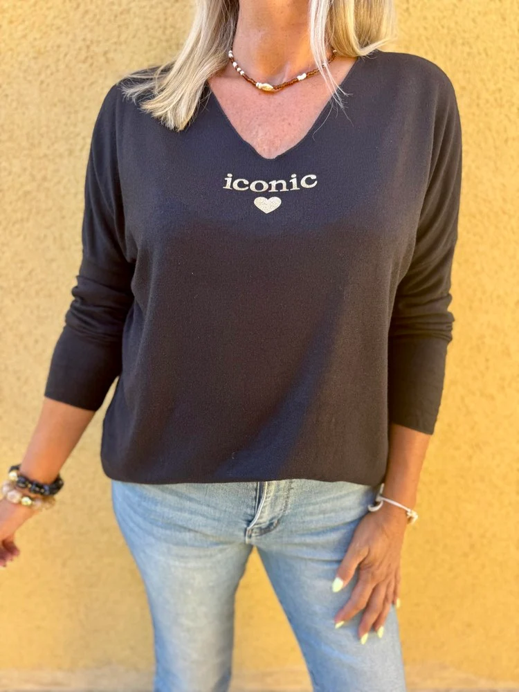 Pull fin Iconic noir