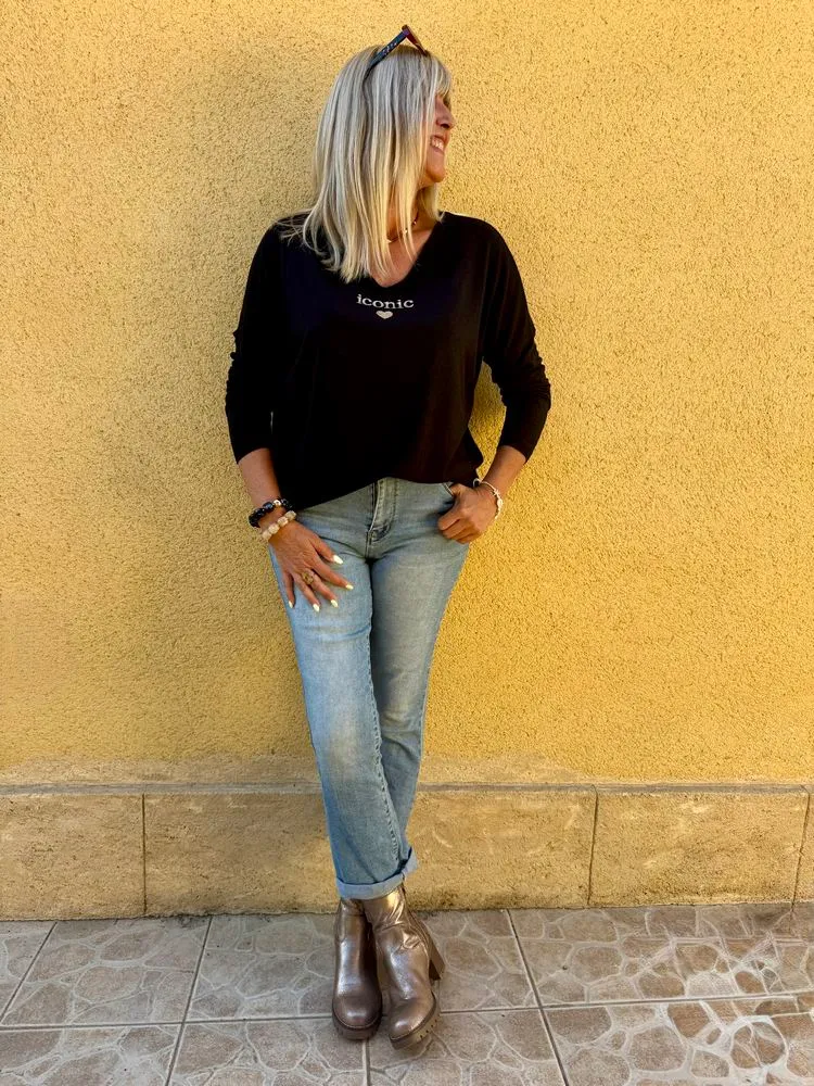 Pull fin Iconic noir