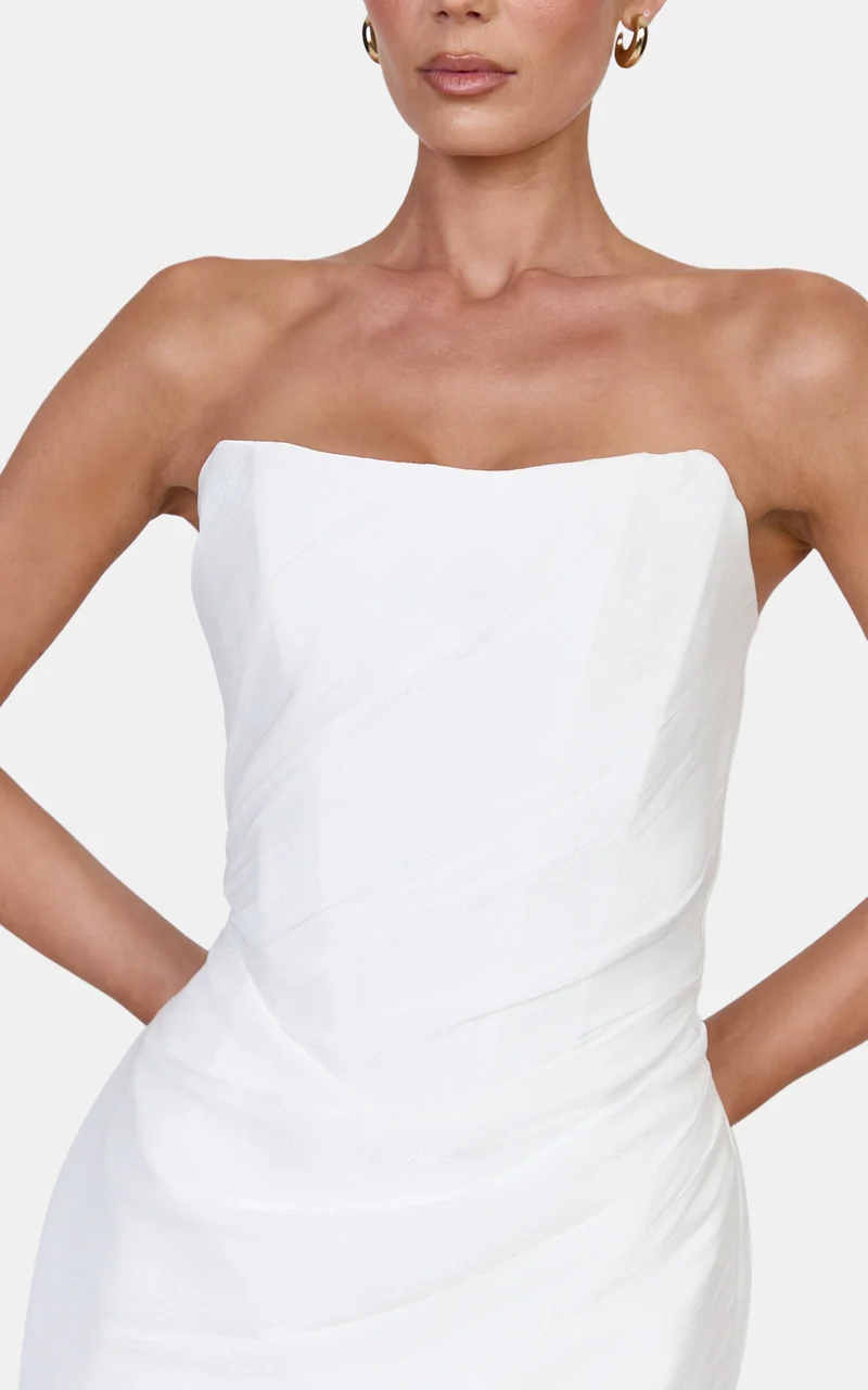 Zella Mini Dress - Strapless Corset Bodice Dress in White
