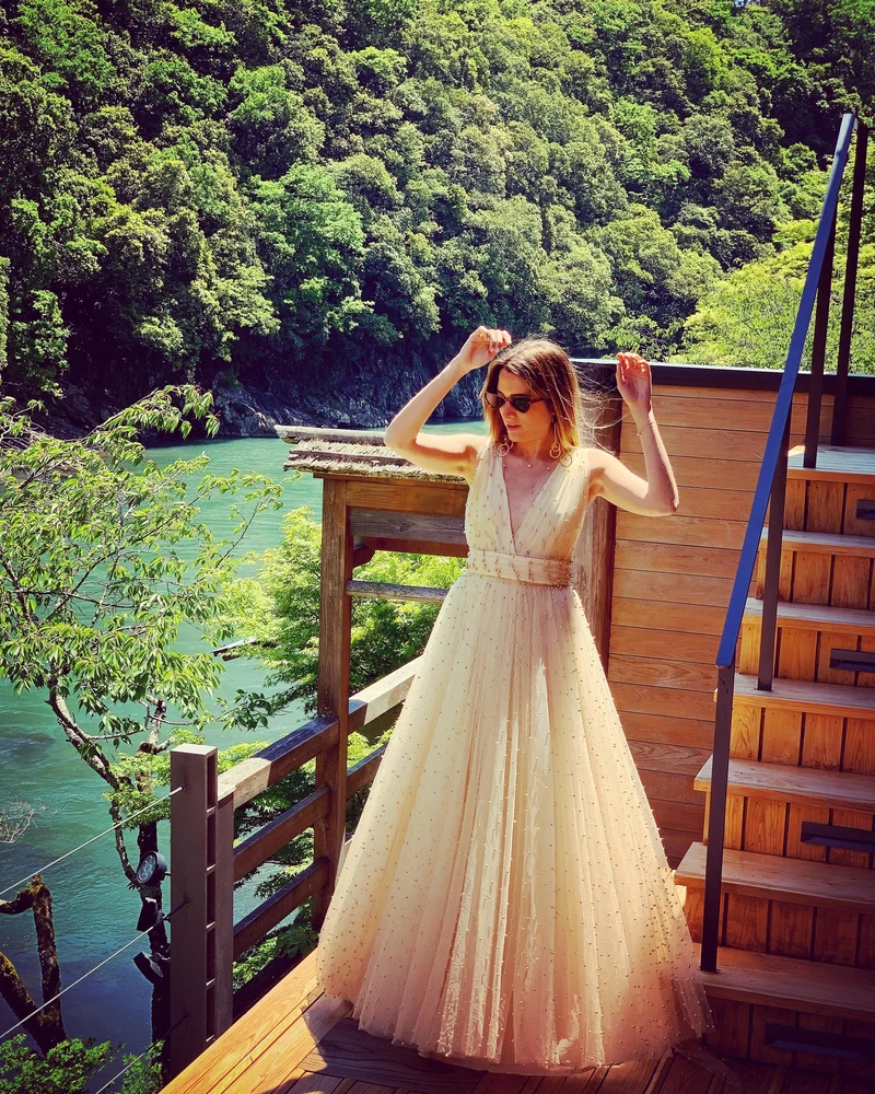 Vente Robe longue du soir Kyoto à perles dorées