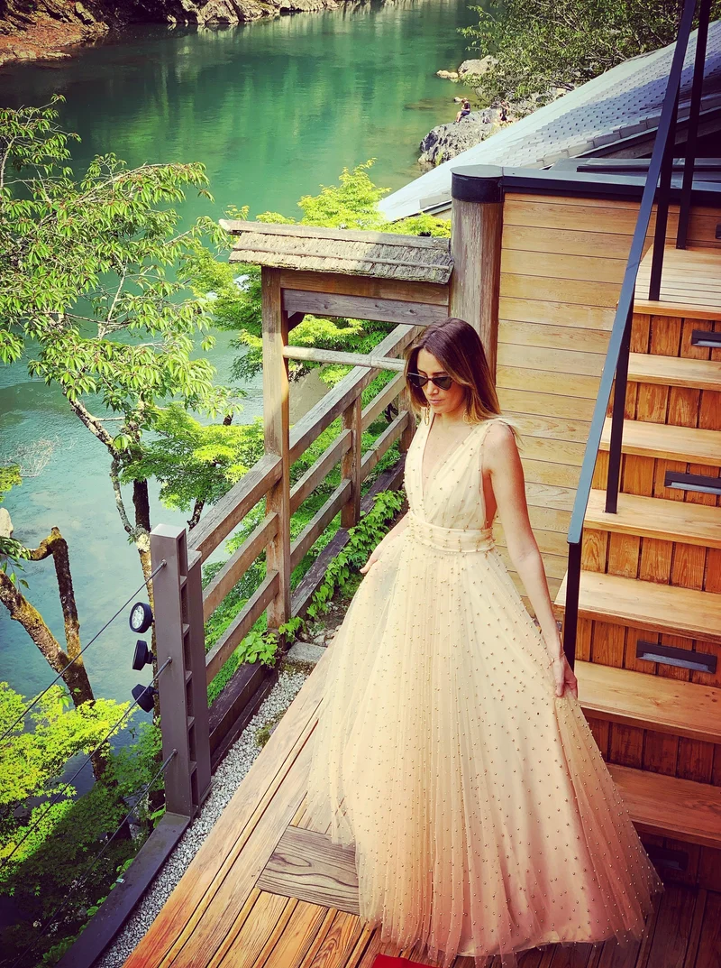 Vente Robe longue du soir Kyoto à perles dorées
