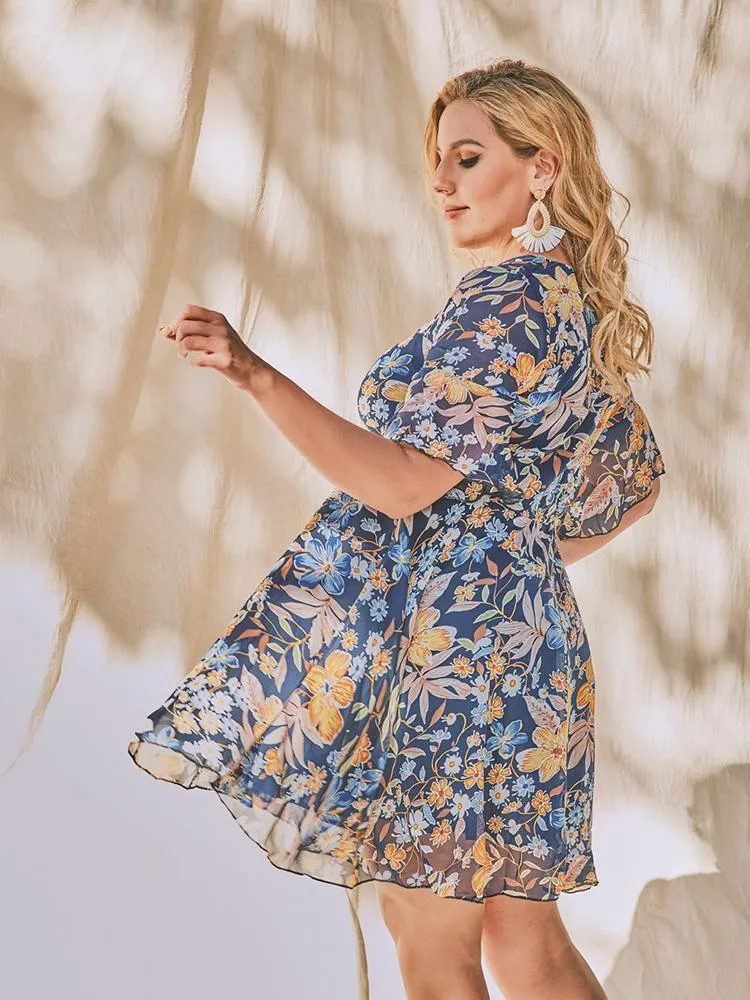 Ditsy Printed Ruffle Dress