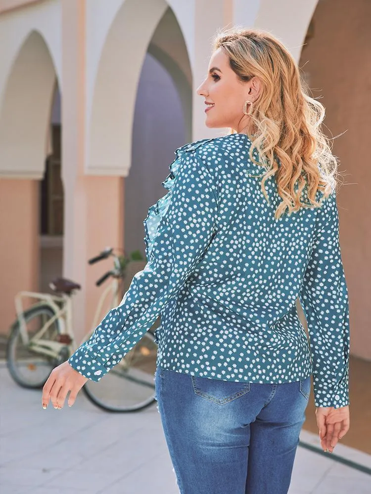 Ditsy Printed Ruffle Blouse