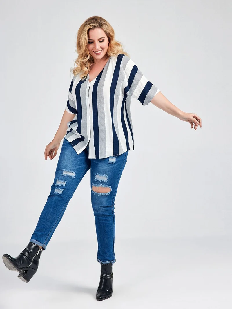 Stripe Button Up Blouse