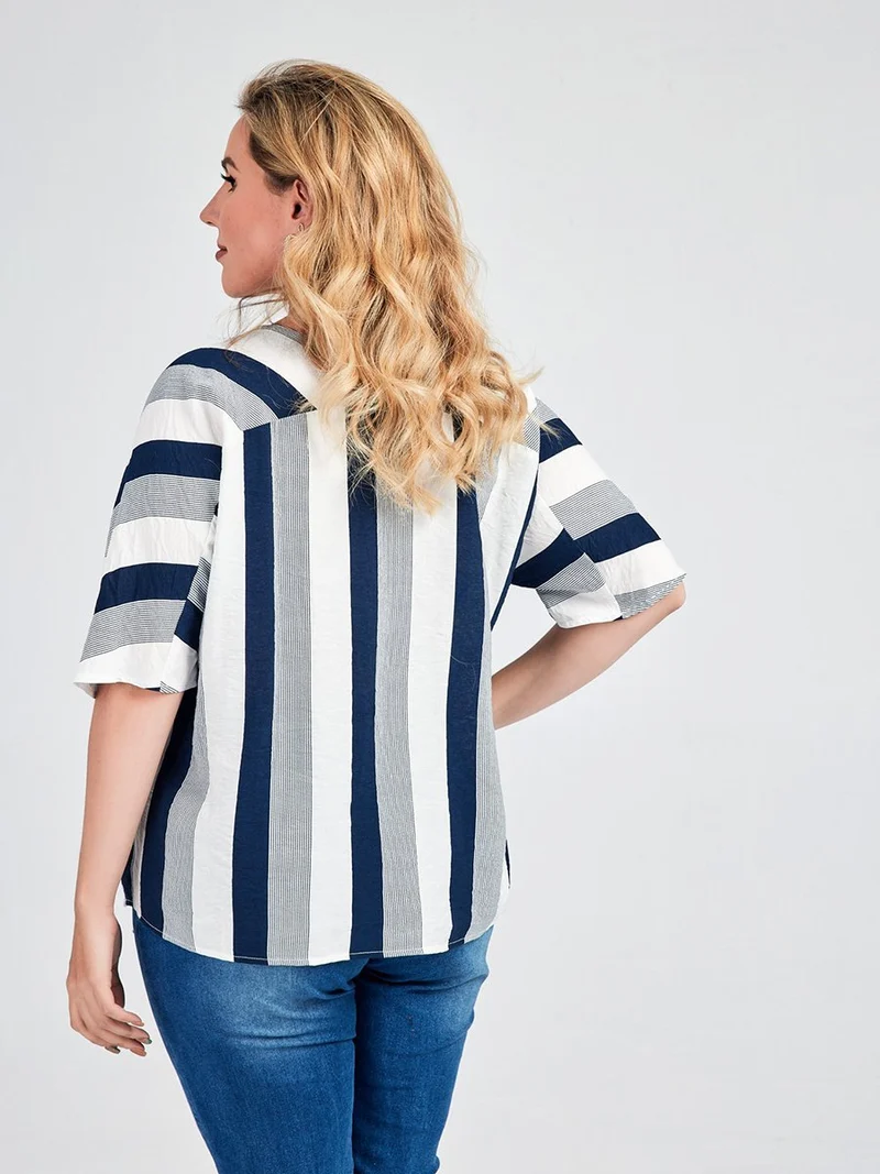 Stripe Button Up Blouse