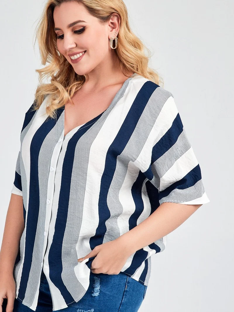 Stripe Button Up Blouse