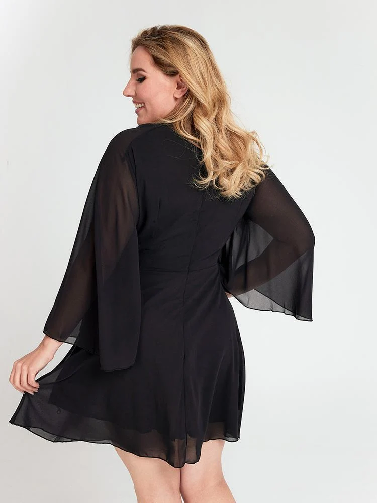 Patchwork Tie Chiffon Dress