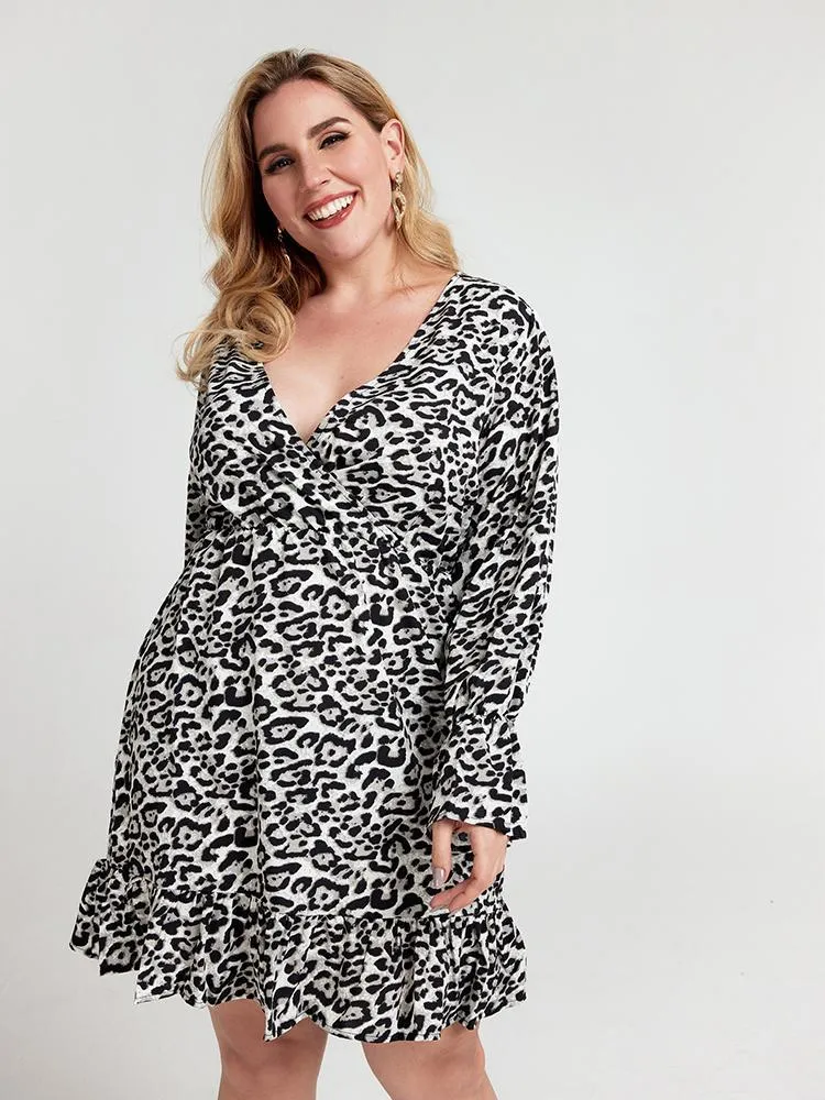 V-neck Leopard Dress