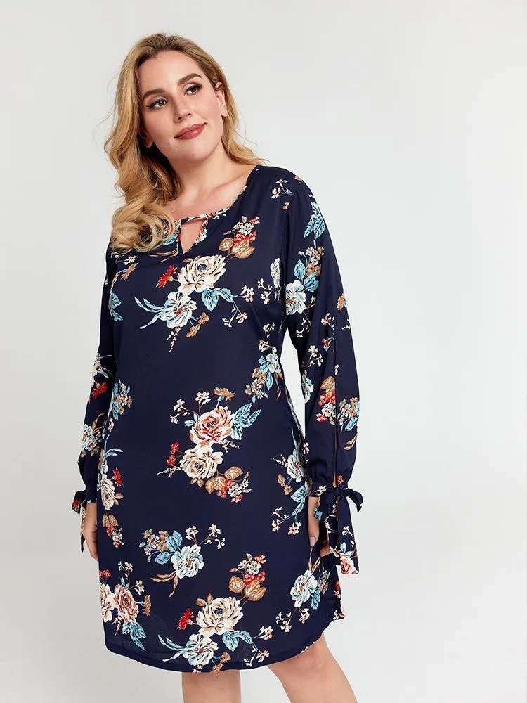 Cut-out Floral Dress