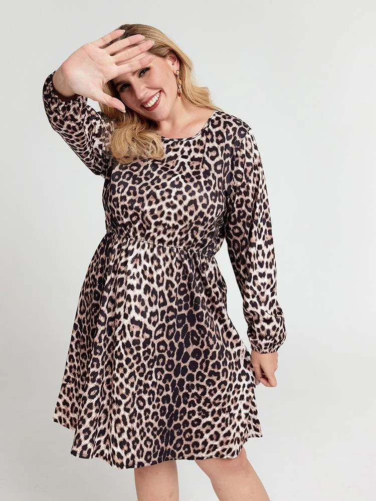 Round-neck Leopard Dress