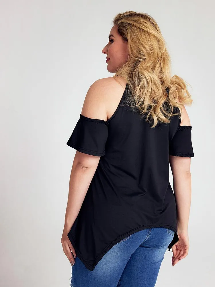 Cold Shoulder Sequins T-shirt