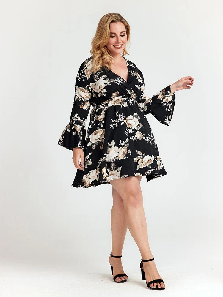 V-neck Floral Dress