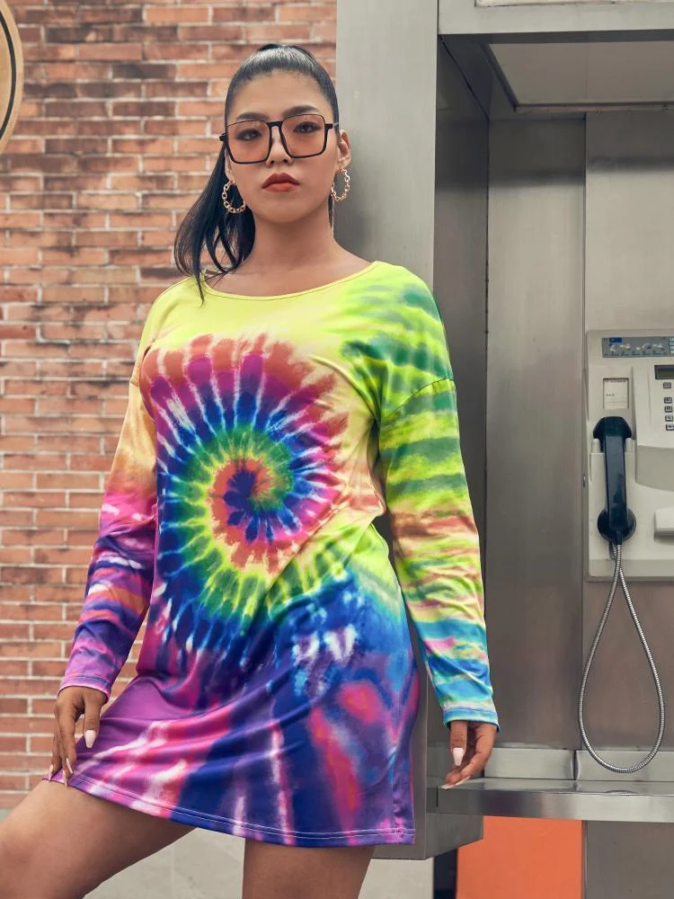 Tie Dye Round-neck Dress