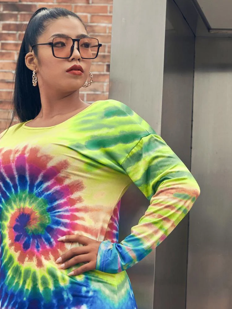 Tie Dye Round-neck Dress