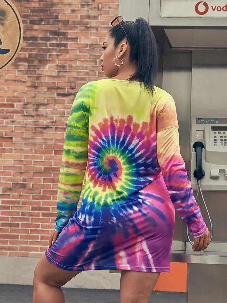 Tie Dye Round-neck Dress