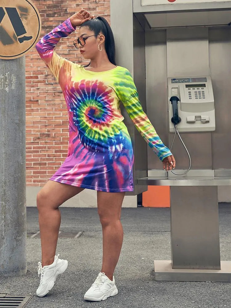 Tie Dye Round-neck Dress