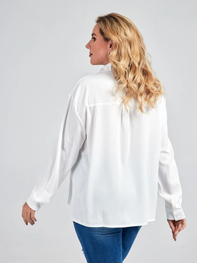 Lapel Solid Color Blouse