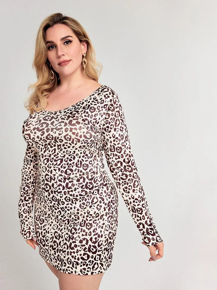 Round-neck Leopard Dress
