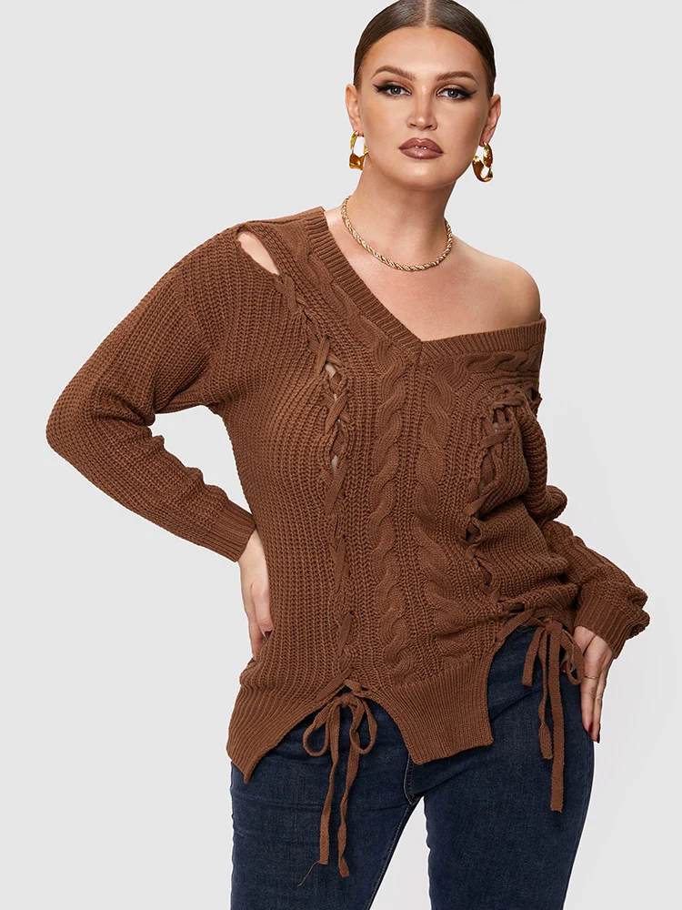 Solid Cable Knit Regular Sweaters