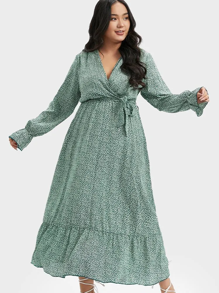 V-Neck Ruffle Dress