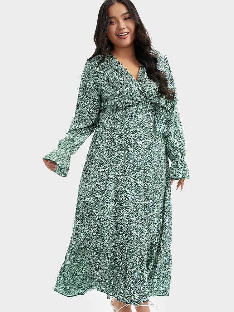 V-Neck Ruffle Dress
