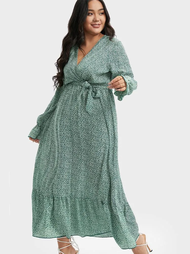 V-Neck Ruffle Dress