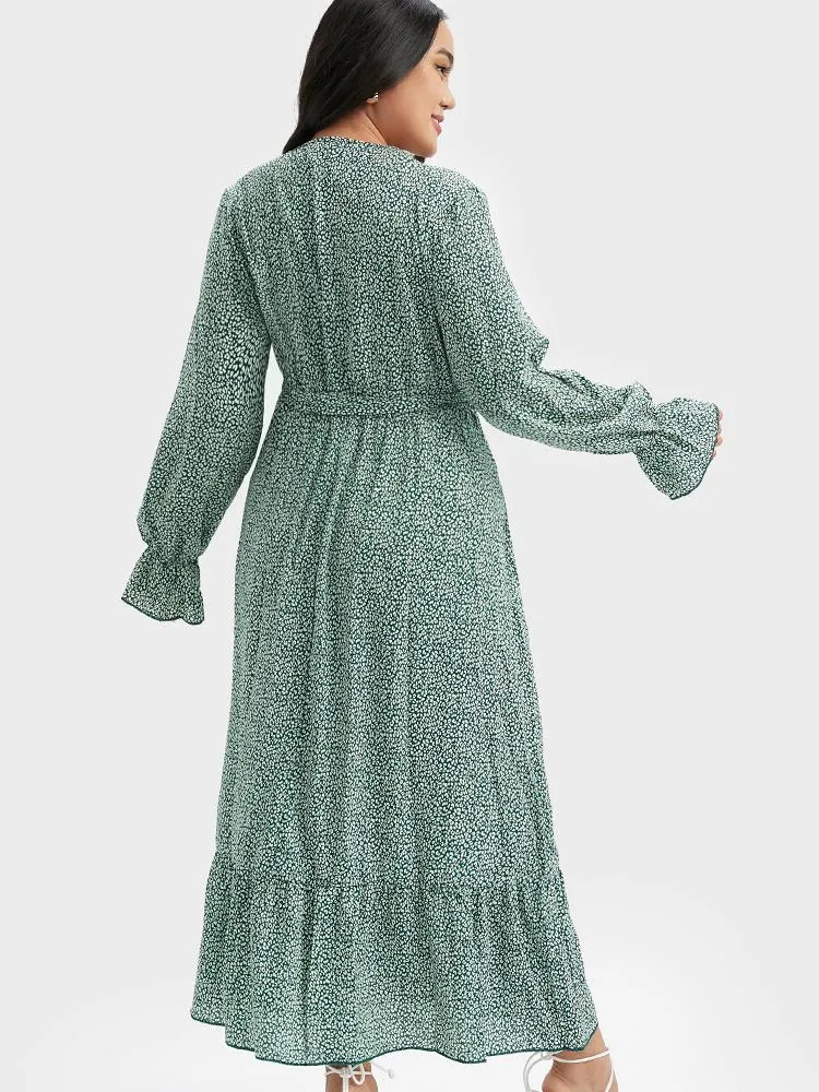 V-Neck Ruffle Dress