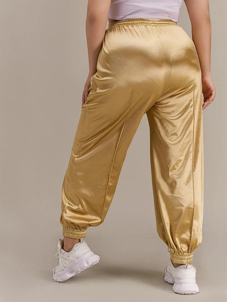 Solid Drawstring Waist Sport Pants