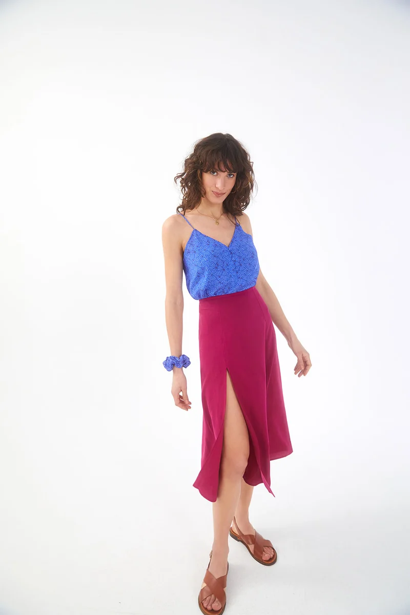 Jupe Envoutante Framboise en Lyocell