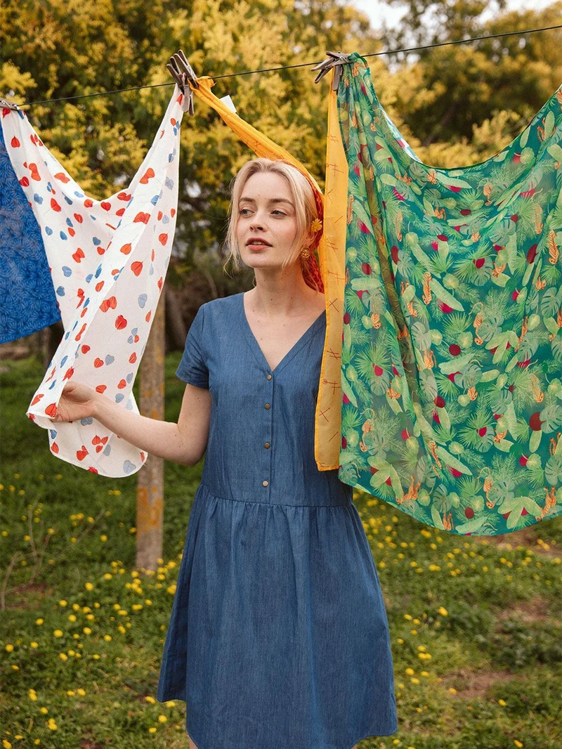 Robe Frivole en lyocell Bleu Denim