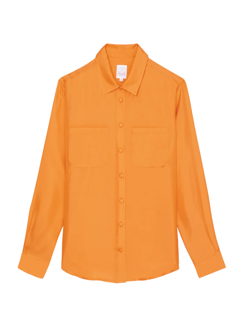 Chemisier en Soie Orange Sanguine