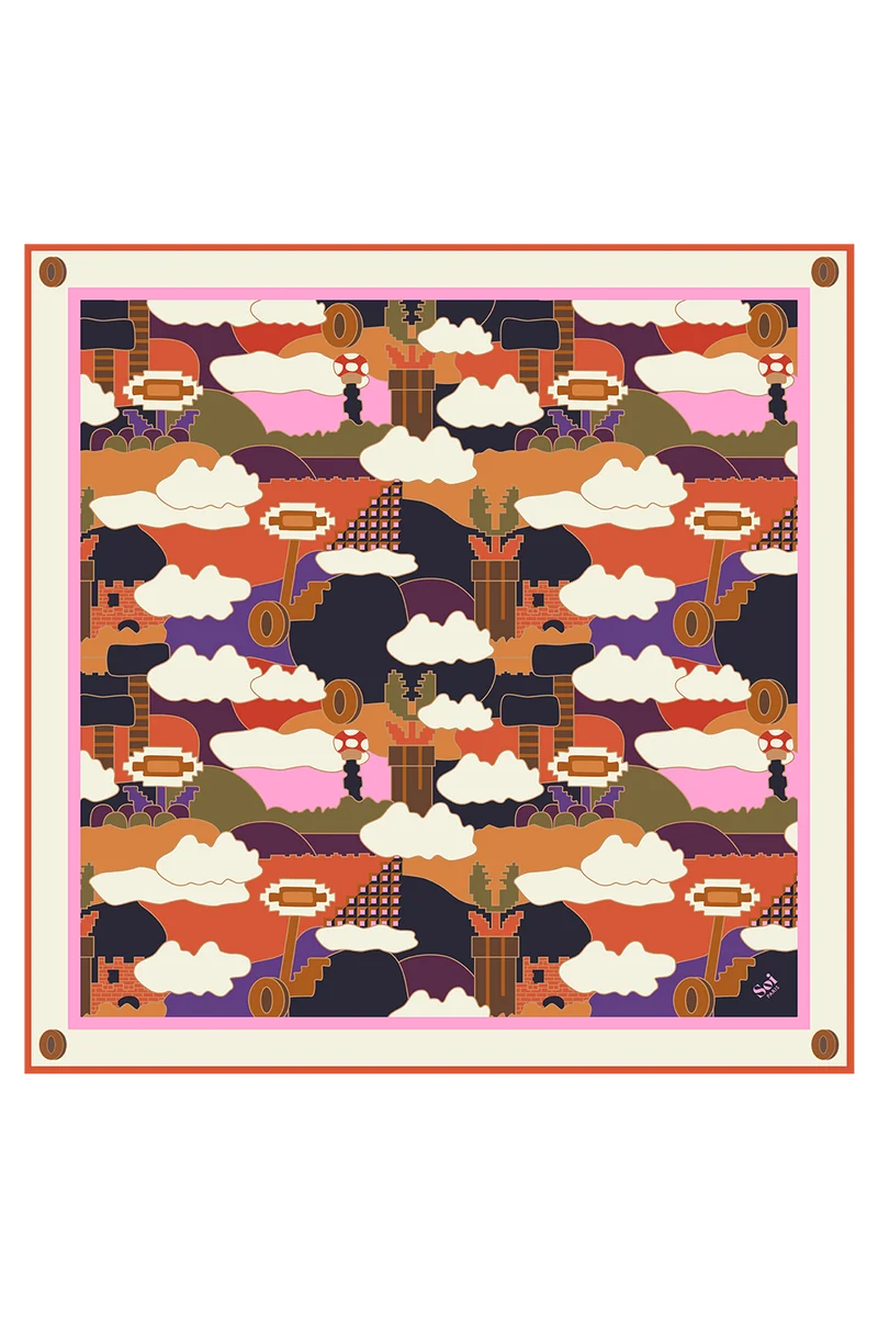 Foulard en soie Royaume Champignon