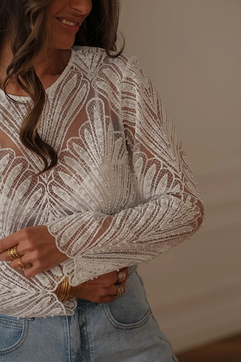 Top Suzie blanc à perles