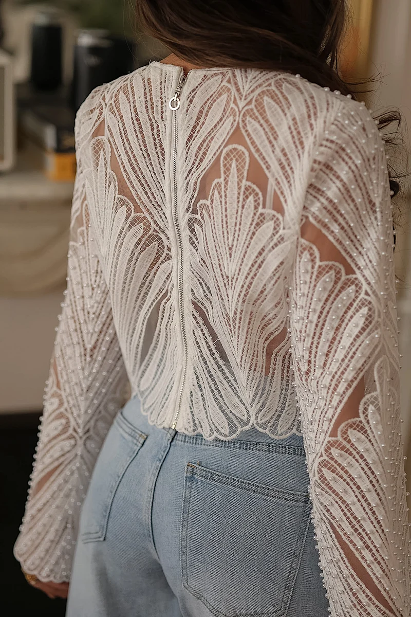 Top Suzie blanc à perles