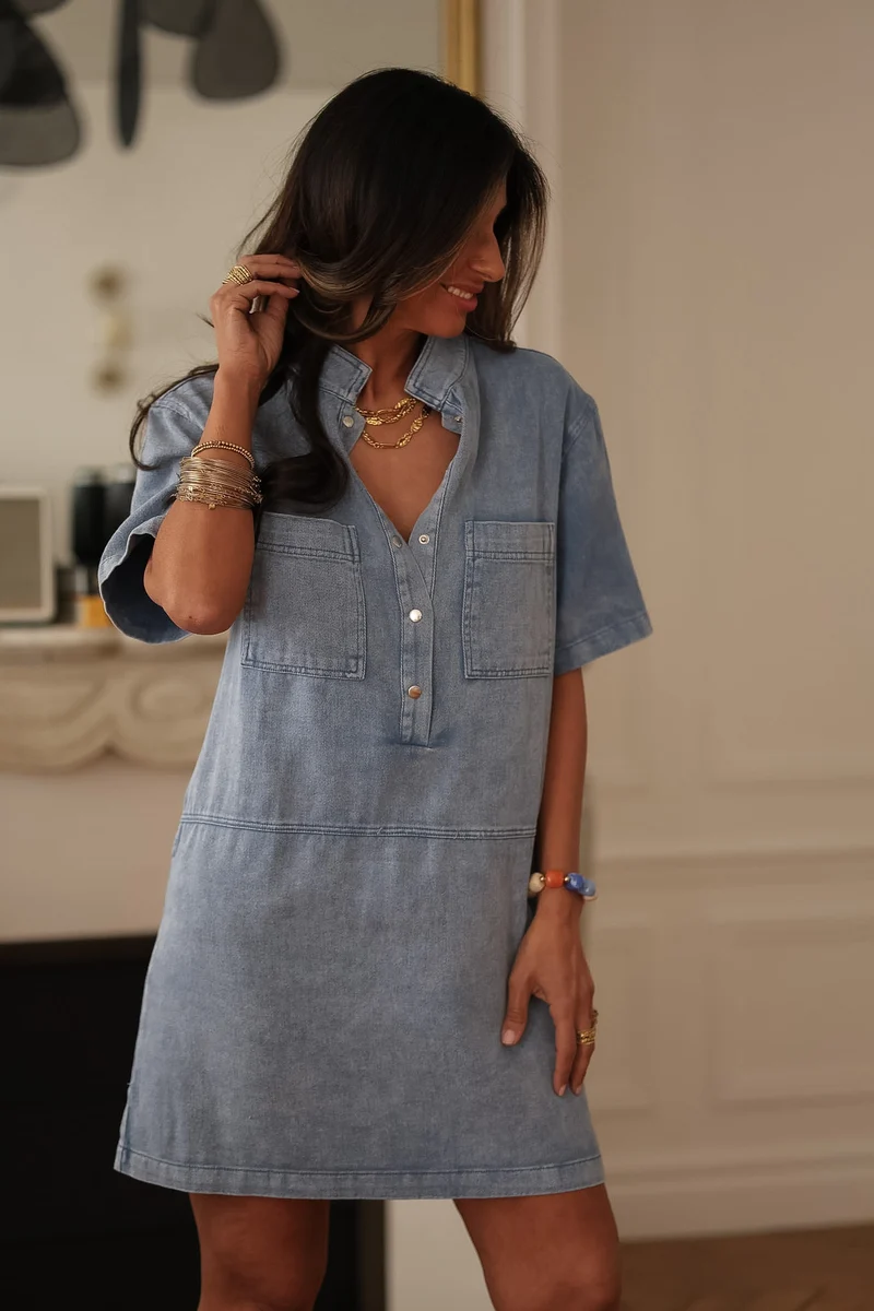 Robe en jean Manola bleu clair